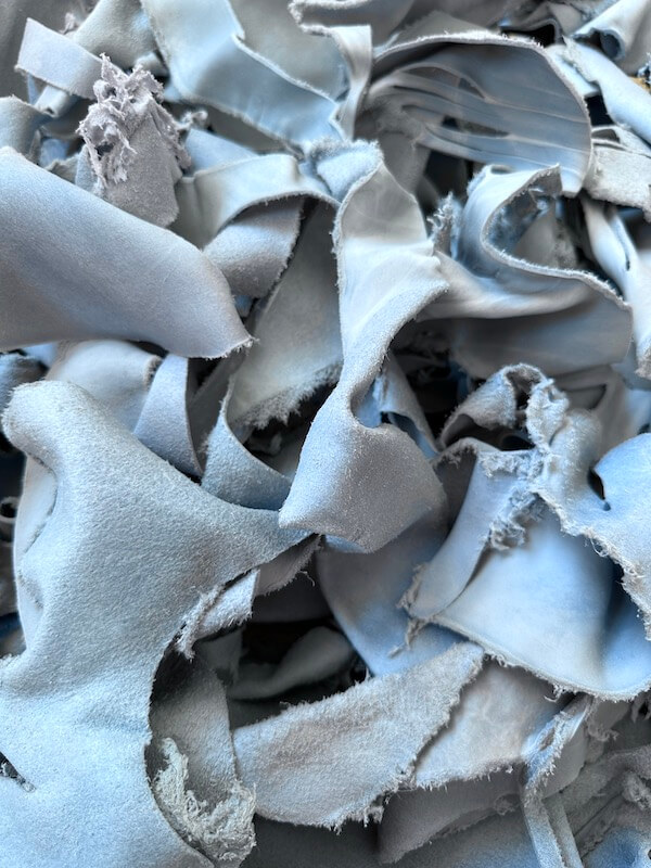 Calf Leather Scraps - Blue Scrapings Front